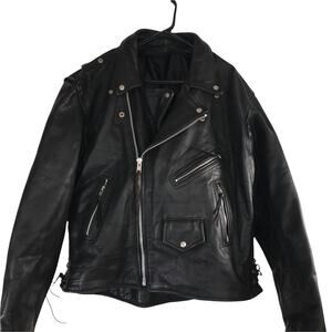 Mens Unbranded Heavy Thick Genuine Leather Motorcycle Biker Core Jacket Large